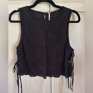 Free People Black Sleeveless Crop Tank Top